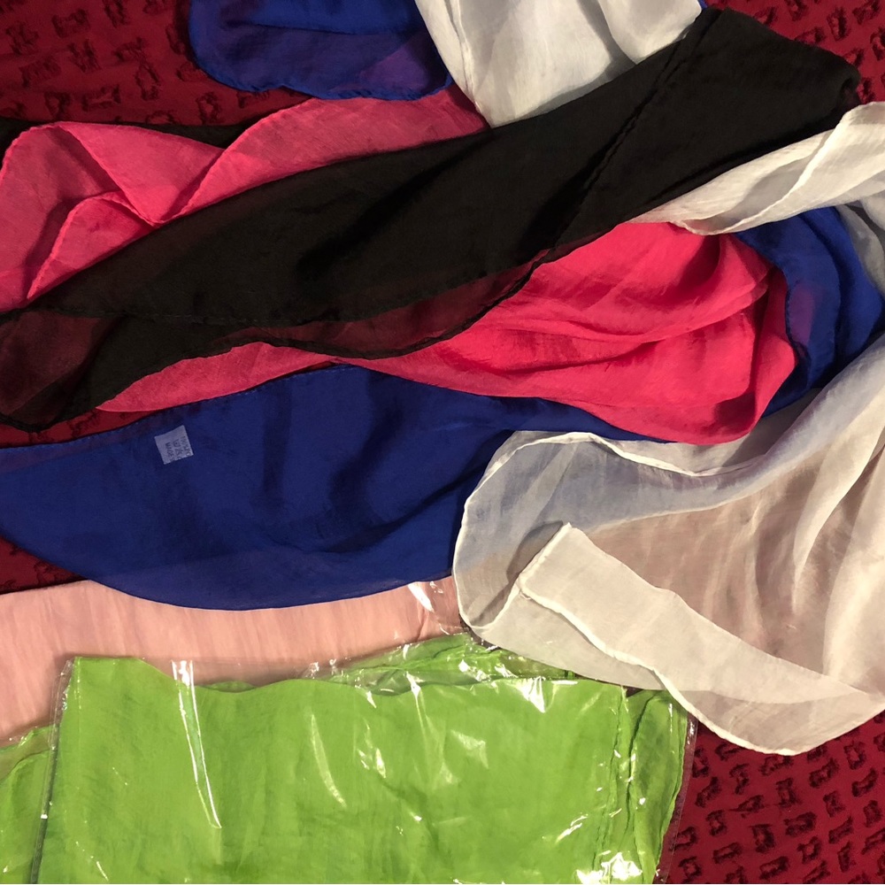 Set of 6 polyester scarves multi colors